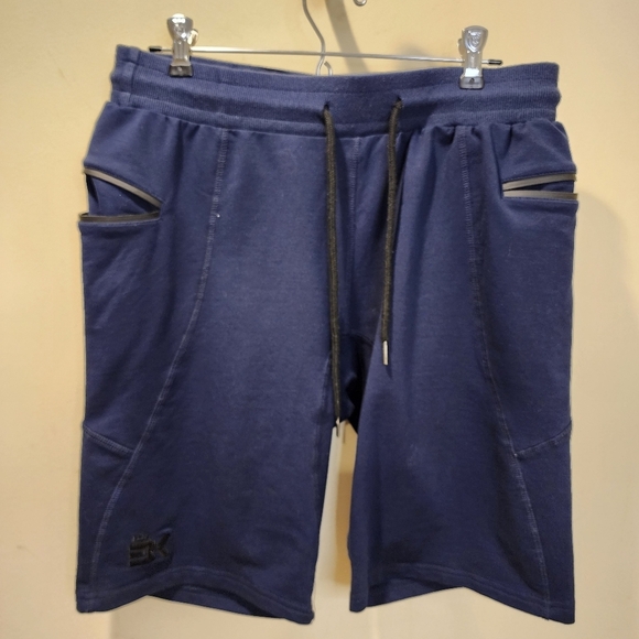 BROKIG  Navy Blue Mens Sidelock Gym Workout Running Shorts with Pockets Size L - Picture 2 of 10